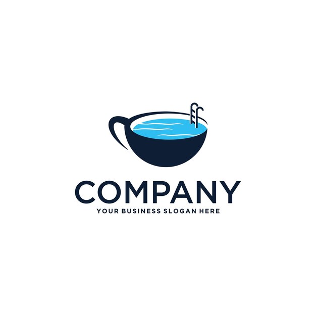 Vecteur conception de logo de café avec piscine ou inspiration de vacances