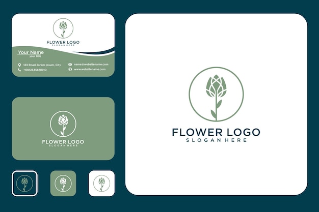 Conception De Logo Et Carte De Visite élégante Fleur Rose