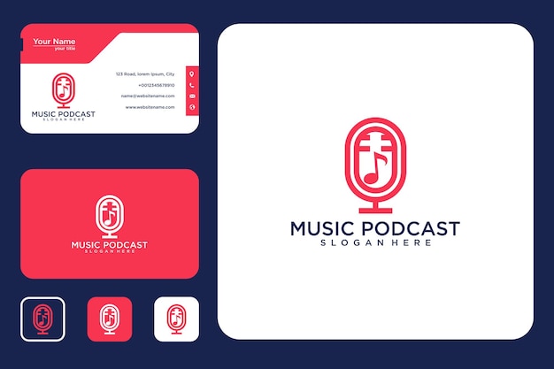 Conception De Logo Et Carte De Visite De Podcast De Musique