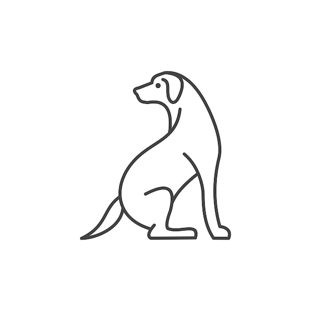 Conception De Logo De Chien Minimaliste, Monoline, Lineart, Contour Icône Modèle Illustration Vectorielle