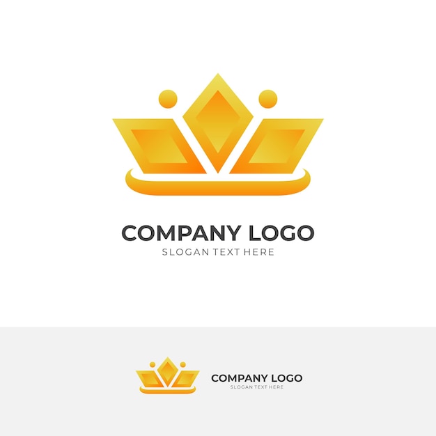 Conception De Logo De Couronne De Diamant Style De Couleur Or De Luxe