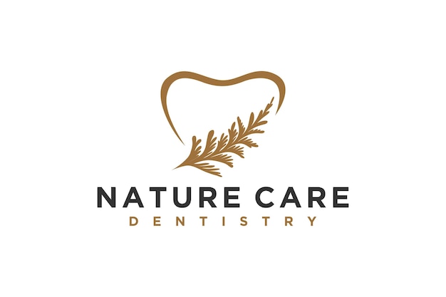 Conception De Logo De Dentiste Dentaire Feuille De Cèdre Nature Soins De Santé Symbole D'icône Arborvitae Cyprès Médical