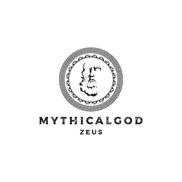 Conception De Logo De Dieu De La Mythologie Du Visage Ou De La Tête De Zeus Du Grec Ancien