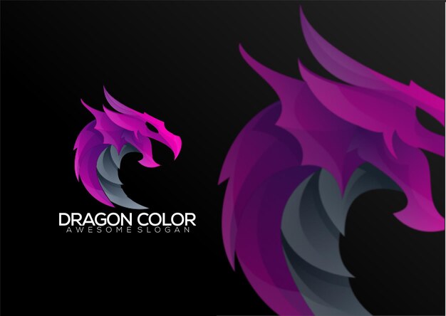 Conception de logo de dragon dégradé coloré