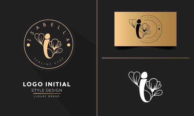 Conception De Logo D'écriture De Fleurs Lettre Initiale I Logo Vectoriel Pour La Marque Cosmétique Ou Spa De Massage De Salon De Beauté Pour Femmes