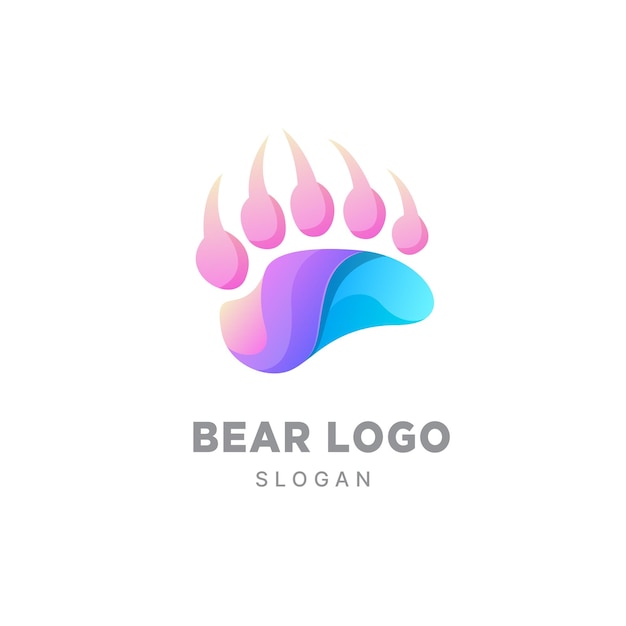 Conception De Logo Empreintes D'ours Modèle Coloré Dégradé Ours Pow Logo Empreintes D'animaux