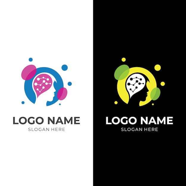 Conception De Logo Enfant Intelligent Logo Combiné Enfant Et Cerveau Avec Style Plat Coloré