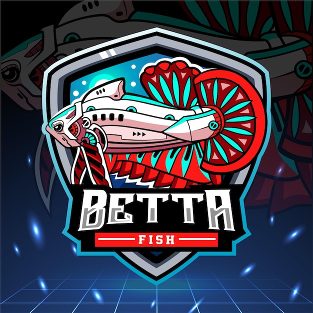 Conception de logo esport mascotte robot betta poisson mecha