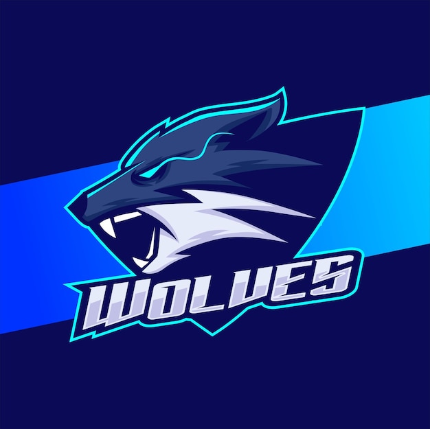 Vecteur conception de logo esport mascotte tête de loup, personnage de loup pour le logo de sport et de jeu