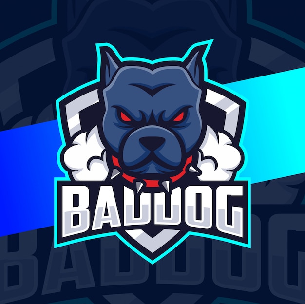 Vecteur conception de logo esport mascotte tête de mauvais chien