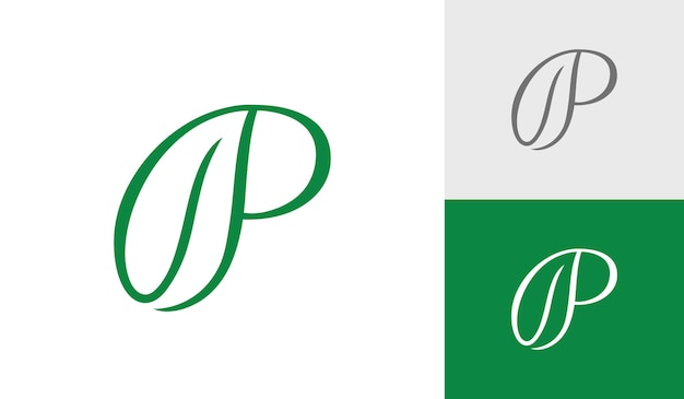 Vecteur conception de logo de feuille naturelle avec le monogramme initial de la lettre p