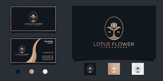 Conception De Logo De Fleur De Lotus Dégradé Moderne Et De Carte De Visite Vecteur Premium