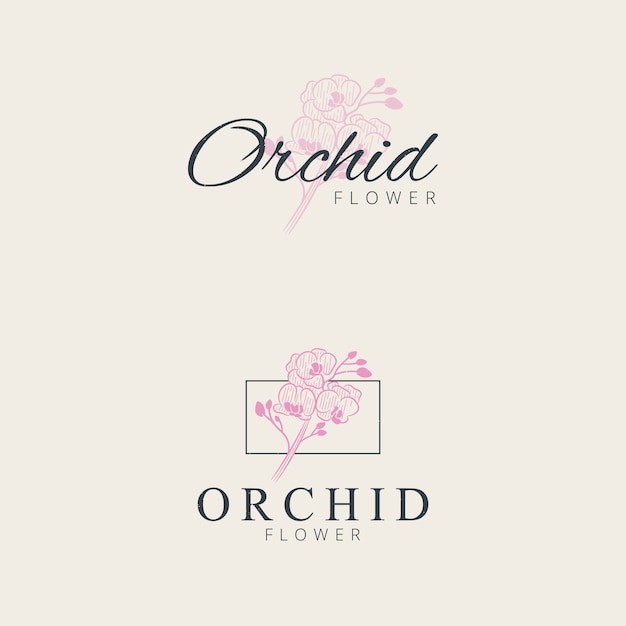Vecteur conception de logo de fleur d'orchidée minimaliste dessin à la main