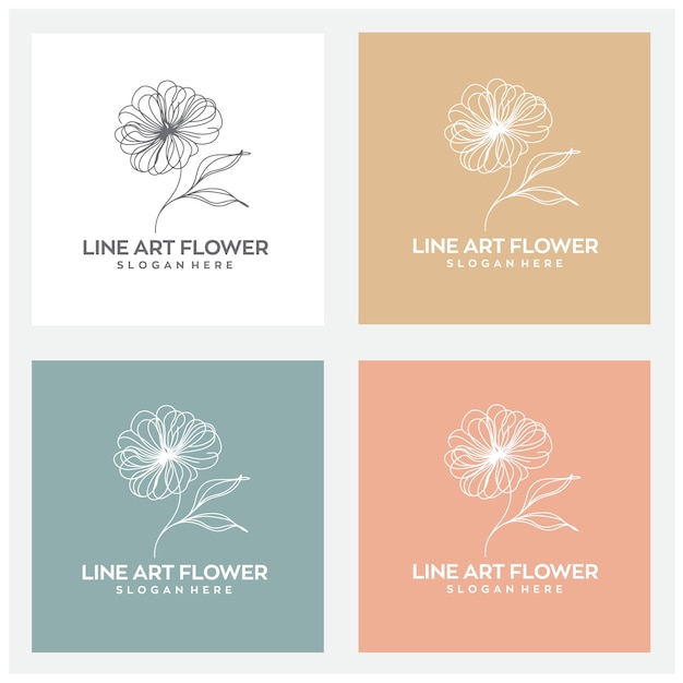 Vecteur conception de logo en fleurs d'art en ligne avec un fichier vectoriel modifiable