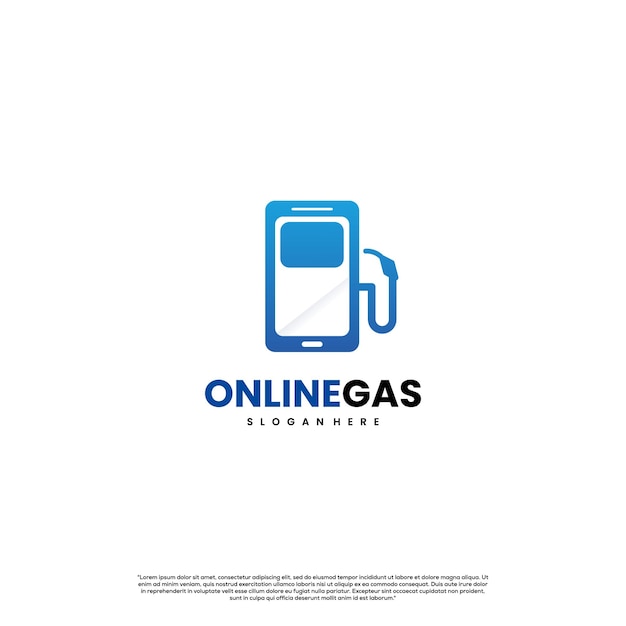 Conception De Logo De Gaz En Ligne Sur Une Pompe à Essence De Fond Isolée Se Combine Avec Le Concept Moderne De Logo De Smartphone