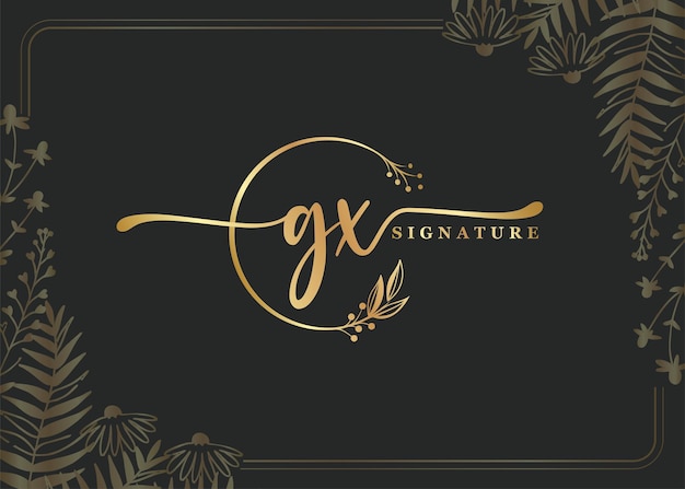 Conception de logo GZ initiale de signature dorée de luxe feuille et fleur isolées