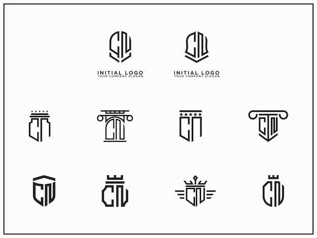 Vecteur conception de logo inspirante ensemble pour les entreprises à partir des lettres initiales de l'icône du logo cn. -vecteurs