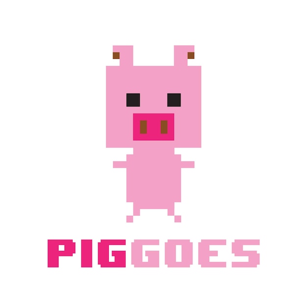 Vecteur conception de logo de jeu de cochon 8 bits