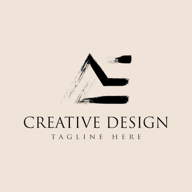 Vecteur conception de logo de lettre brossée ae avec texture de lettrage de brosse créative