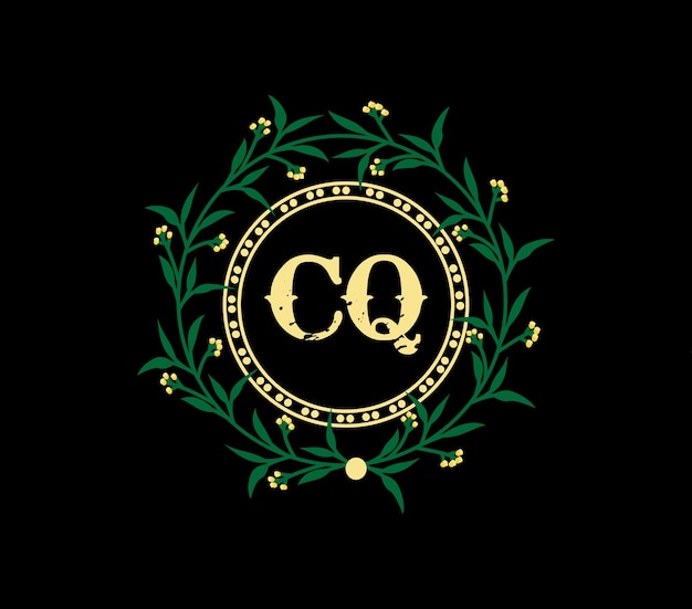 Conception de logo de lettre CQ avec une forme de cercle Conception de logo CQ avec un design unique et simple