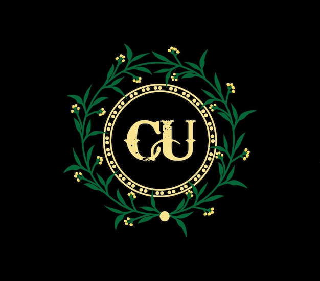 Conception de logo de lettre CU avec une forme de cercle Conception de logo CU avec un design unique et simple