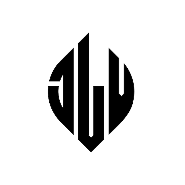 Conception de logo avec les lettres JLV formant un cercle, avec un cercle et une ellipse. Lettres JLV en ellipse avec un style typographique. Les trois initiales forment un logo circulaire. Emblème circulaire JLV. Logo vectoriel abstrait avec monogramme.