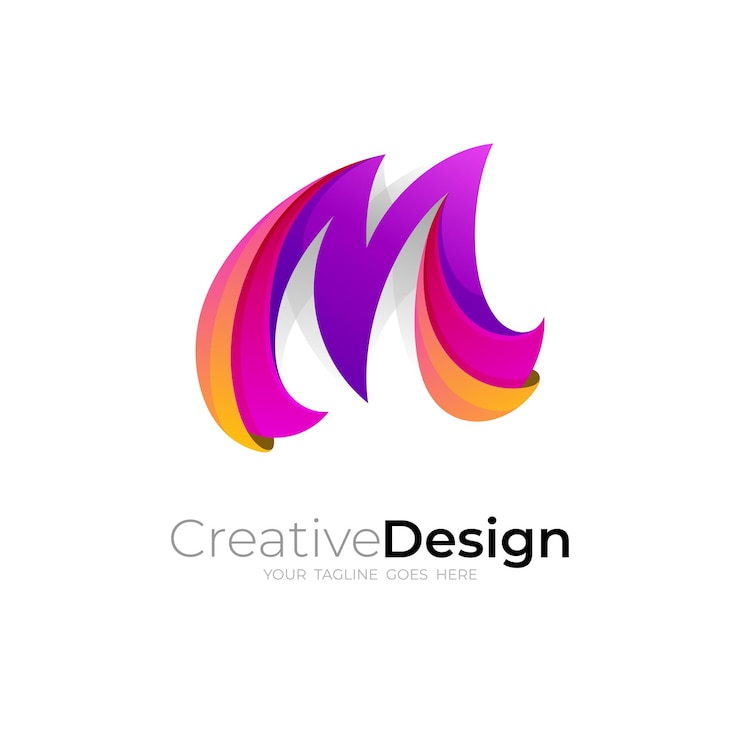 Vecteur conception de logo m moderne vecteur logos colorés 3d