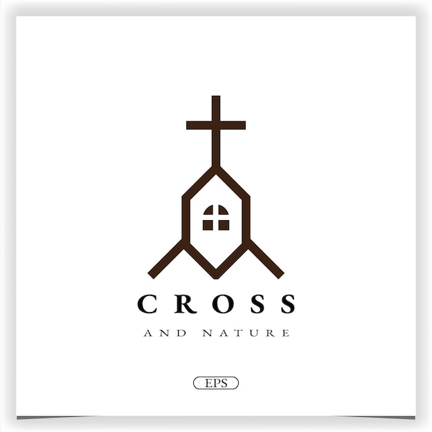 Conception de logo de maison chrétienne église nature prime modèle élégant vecteur eps 10