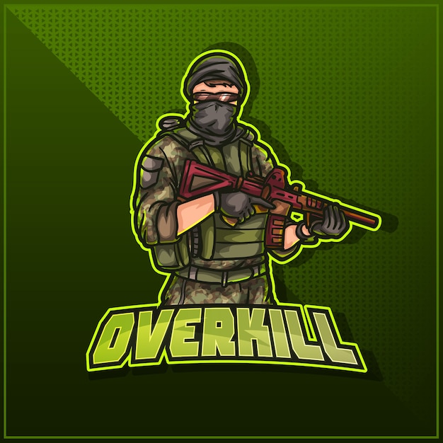Conception de logo de mascotte de sport modifiable et personnalisable, soldat de l'armée de logo de twitch d'esports