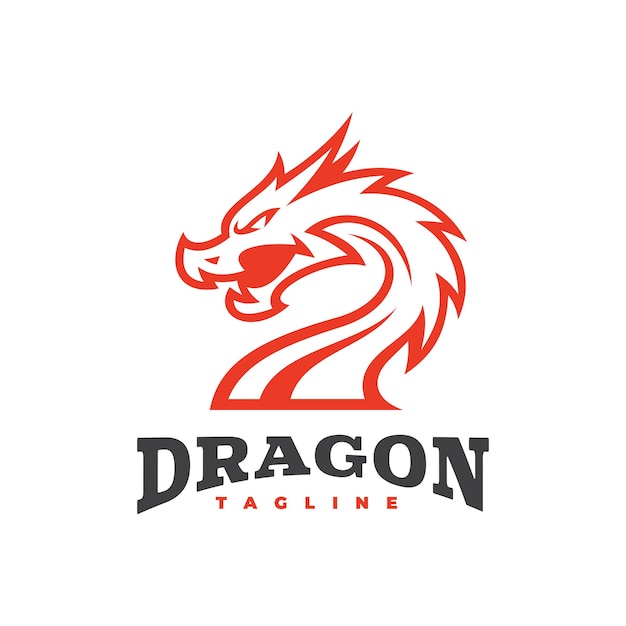 Conception De Logo De Mascotte De Tête De Dragon. Illustration Vectorielle De Dragon Emblème