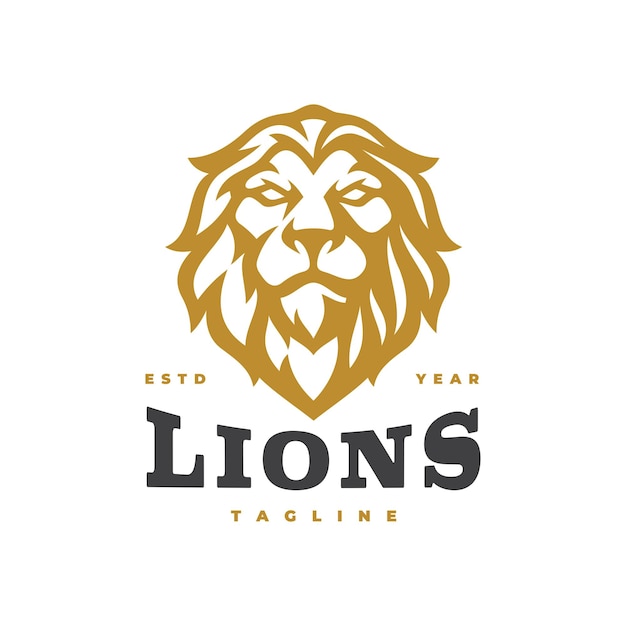 Conception De Logo De Mascotte De Tête De Lion. Illustration Vectorielle De Lion