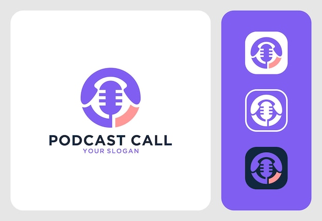 Conception De Logo Moderne D'appel De Podcast