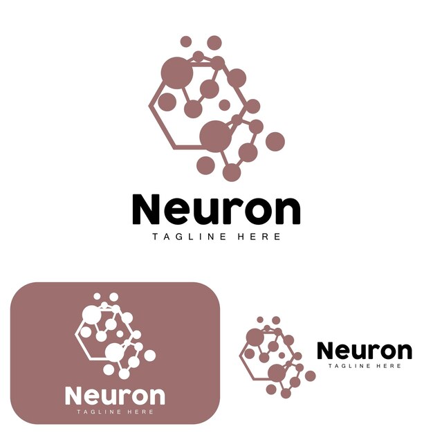 Conception de logo de neurone Illustration de cellule nerveuse vectorielle Marque de santé d'ADN moléculaire