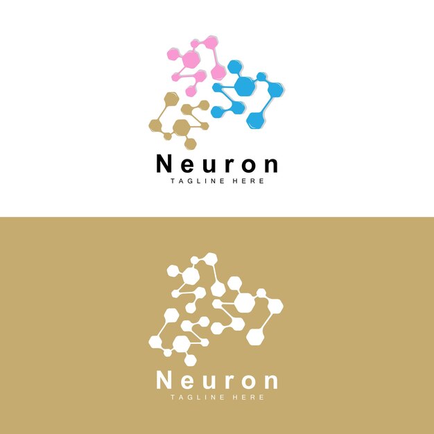 Conception de logo de neurone Illustration de cellule nerveuse vectorielle Marque de santé d'ADN moléculaire
