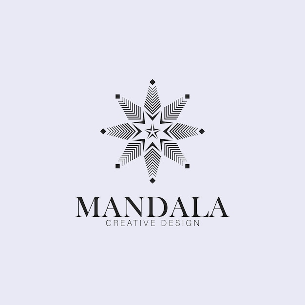 Conception de logo d'ornement de mandala géométrique abstrait insigne de motif de fleur ethnique