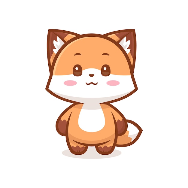 Vecteur conception de logo de personnage de renard kawaii illustration vectorielle de logo de renard debout mignon logo de mascotte de renard en position debout