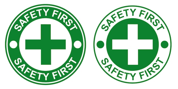 Conception de logo de signalisation de sécurité d'abord signe imprimable pour la bannière de fabrication d'usine de lieu de travail de sécurité