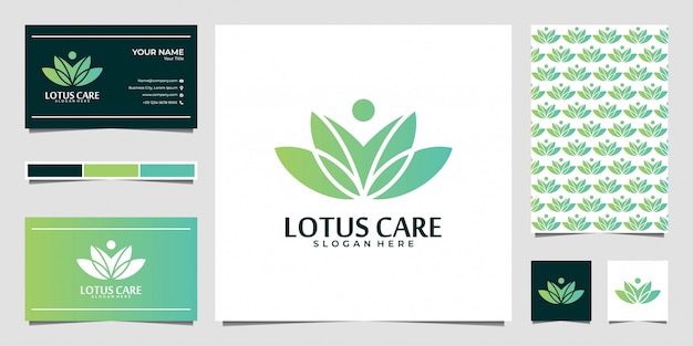 Conception De Logo De Soins De Lotus Et Carte De Visite