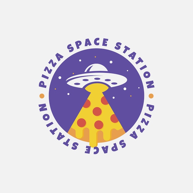 Conception De Logo De Station Spatiale De Pizza