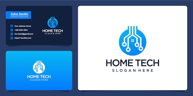 Conception De Logo De Technologie Domestique Et Modèle De Carte De Visite