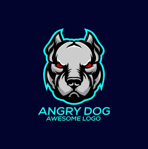 Conception de logo de tête de chien en colère mascotte de jeu esport