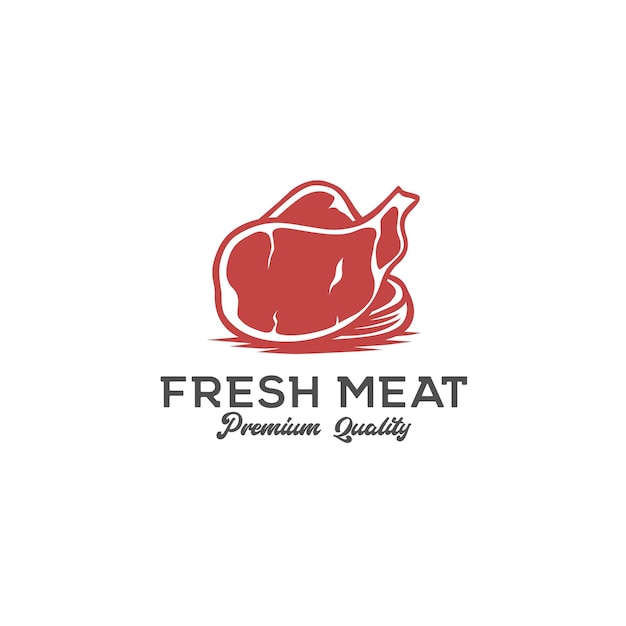 Vecteur conception de logo de viande premium et fraîche