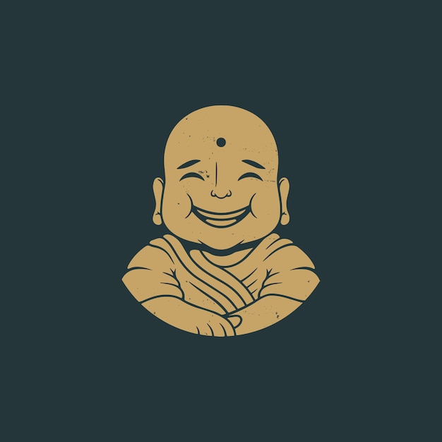 Conception De Logo Vintage Bouddha Sourire