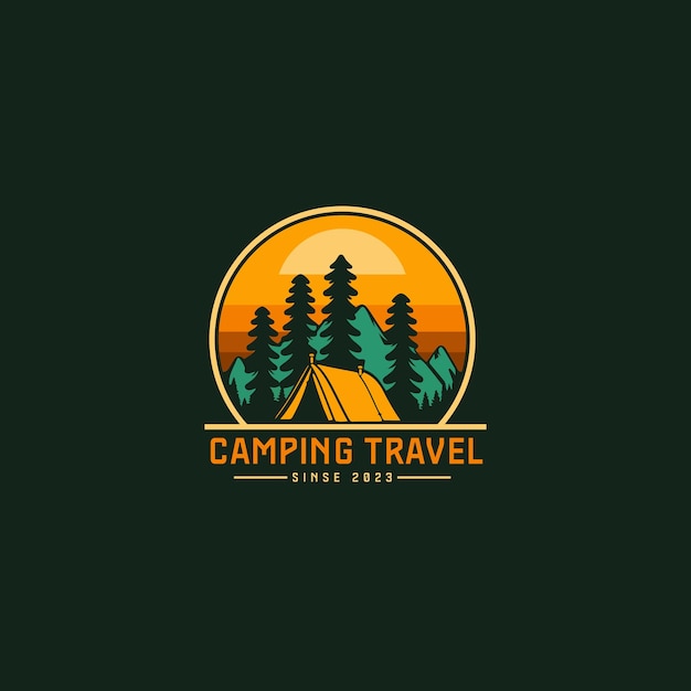 Conception de logo de voyage de camping