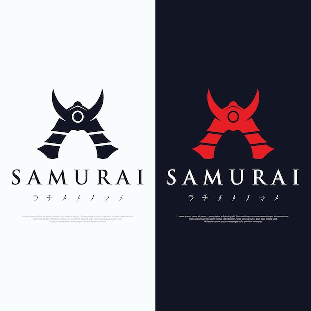 Conception de logotype de casque de guerrier samouraï japonais avec illustration vectorielle modifiable moderne