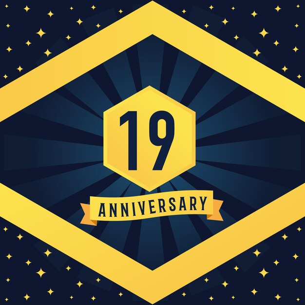 Conception de logotype du 19e anniversaire avec conception de lignes multiples à l'infini de torsion bleue