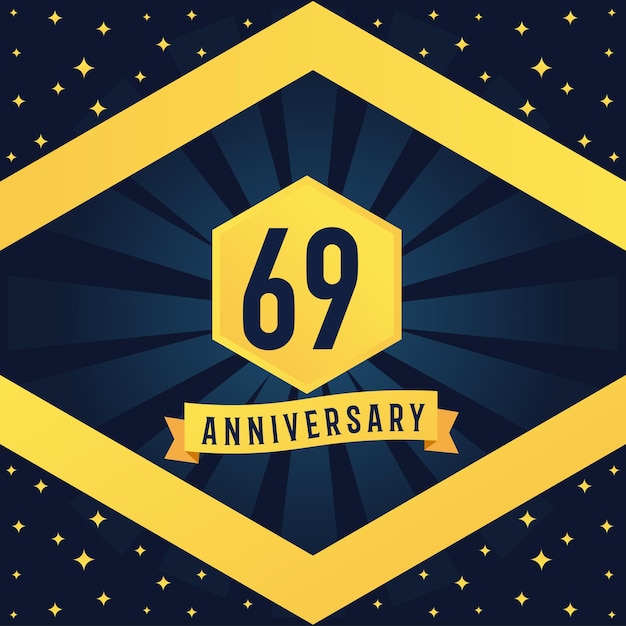 Conception de logotype du 69e anniversaire avec conception de lignes multiples à l'infini de torsion bleue