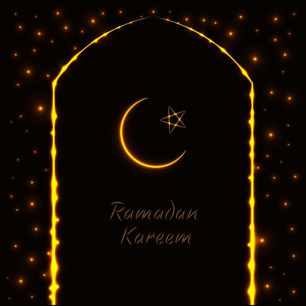 Conception De Lumière D'illustration Vintage De Célébration De Ramadan Kareem Sur Fond Sombre