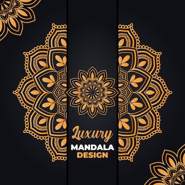 Conception de luxe de mandala ornemental et de mariage et fond islamique de couleur dorée
