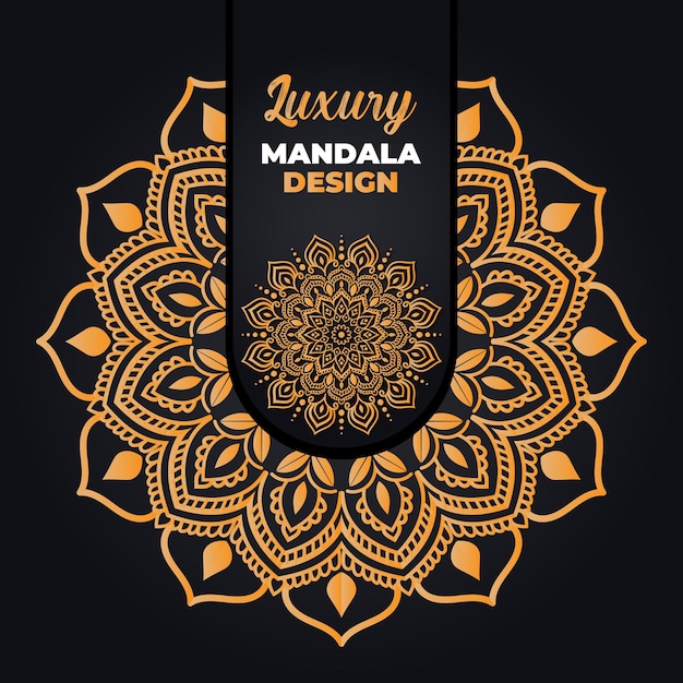 Conception de luxe de mandala ornemental et de mariage et fond islamique de couleur dorée